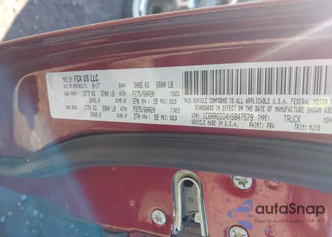 2017 Ram 1500 Big Horn 4X2 6'4 Box from USA, damaged, VIN 1C6RR6GG4HS847579